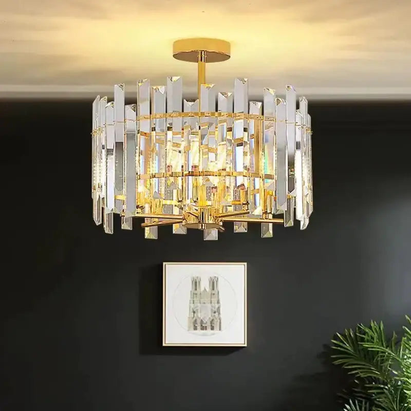 Modern gold decorbites crystal round chandelier living room light