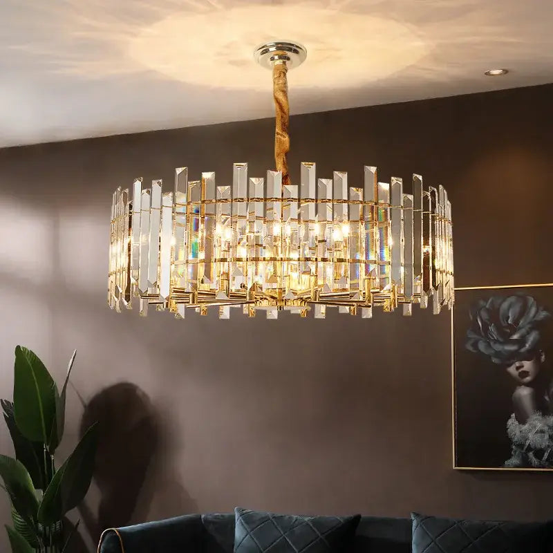 Modern gold decorbites crystal round chandelier living room light