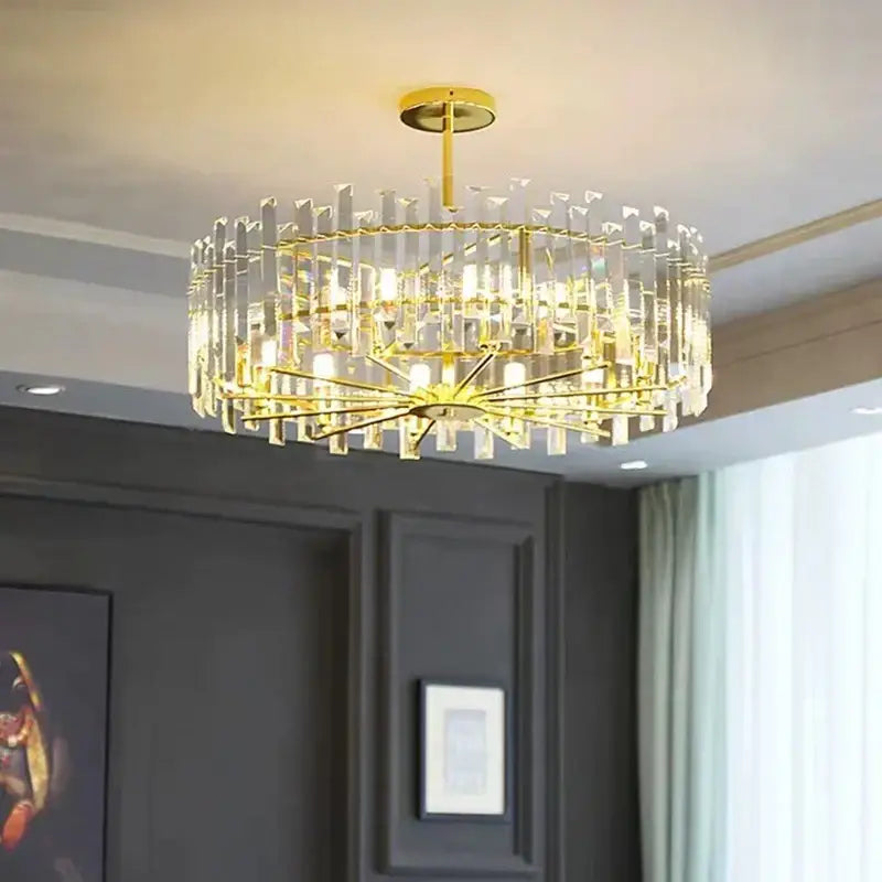 Modern gold decorbites crystal round chandelier living room light