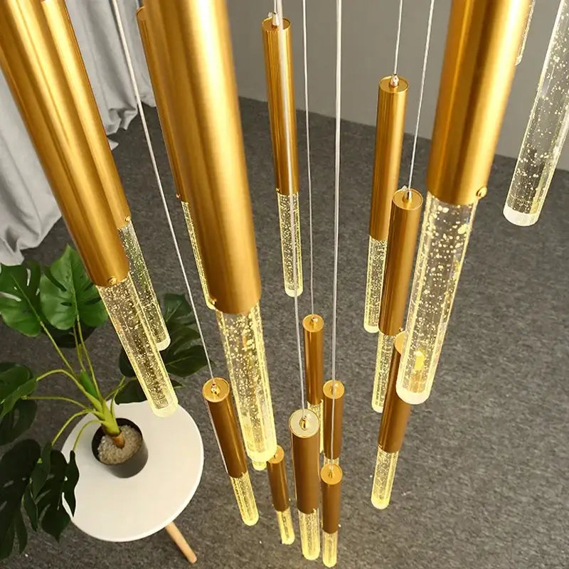 Modern gold decorbites crystal staircase chandelier living room light