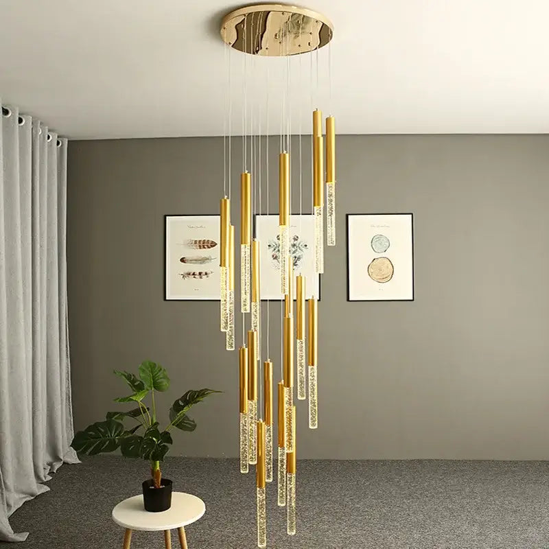 Modern gold decorbites crystal staircase chandelier living room light
