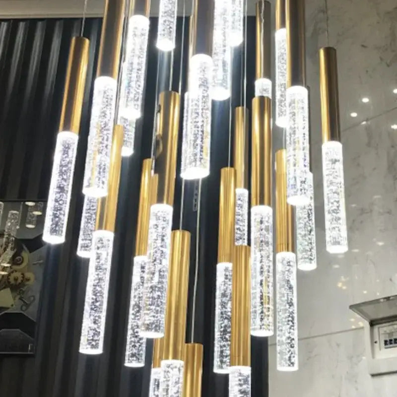 Modern gold decorbites crystal staircase chandelier living room light