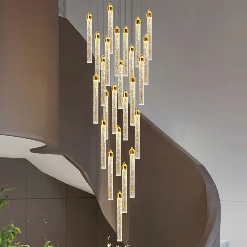 Modern gold decorbites crystal staircase chandelier living room light