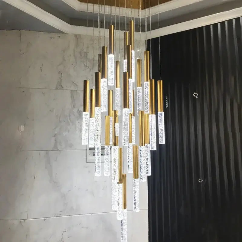 Modern gold decorbites crystal staircase chandelier living room light