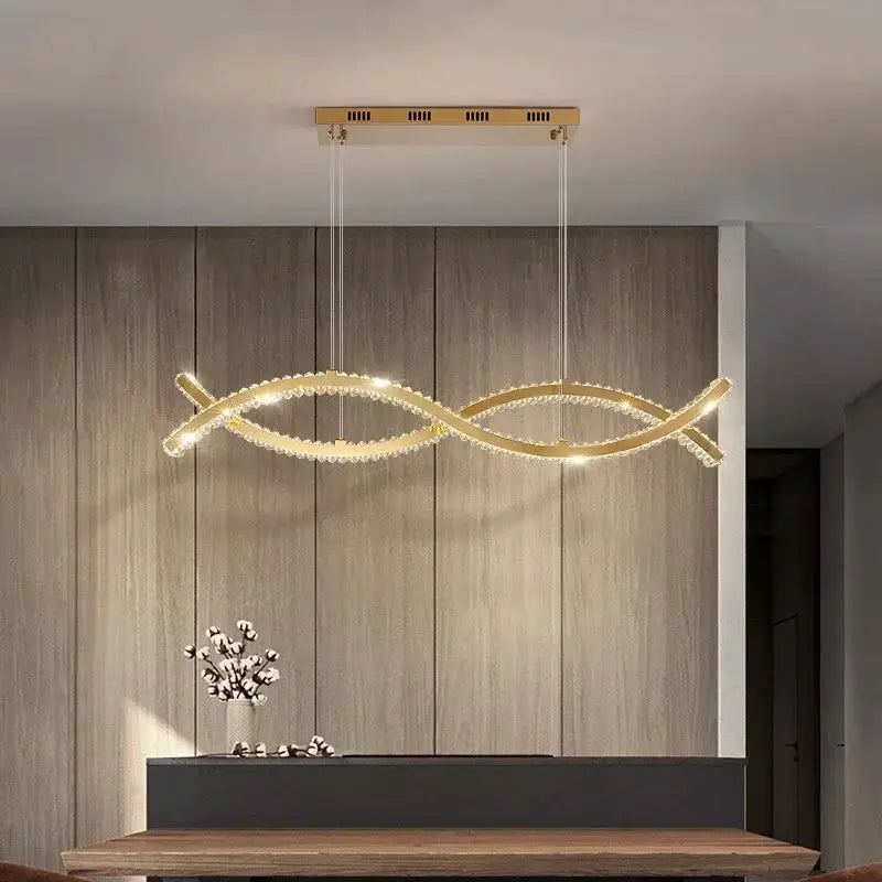 Modern gold decorbites crystal strip chandelier dining room light