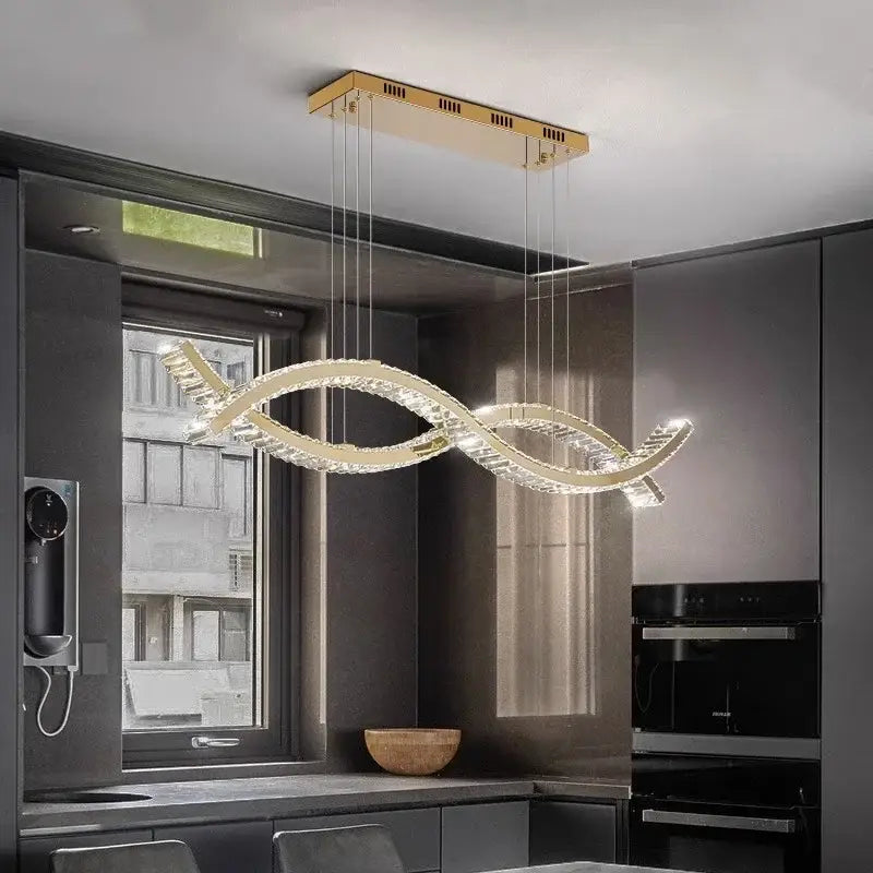 Modern gold decorbites crystal strip chandelier dining room light