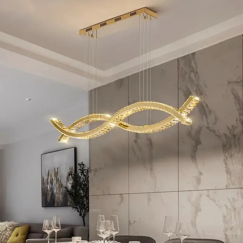 Modern gold decorbites crystal strip chandelier dining room light