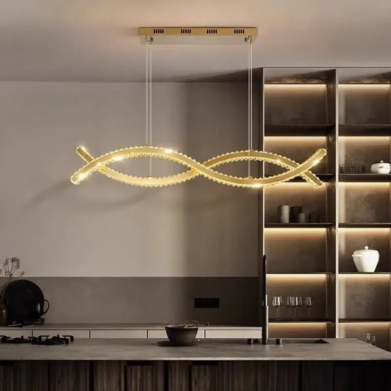 Modern gold decorbites crystal strip chandelier dining room light