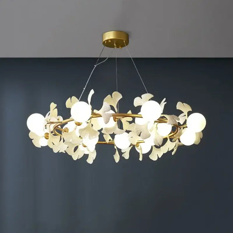 Modern gold decorbites gingko leaf branch chandelier living room light