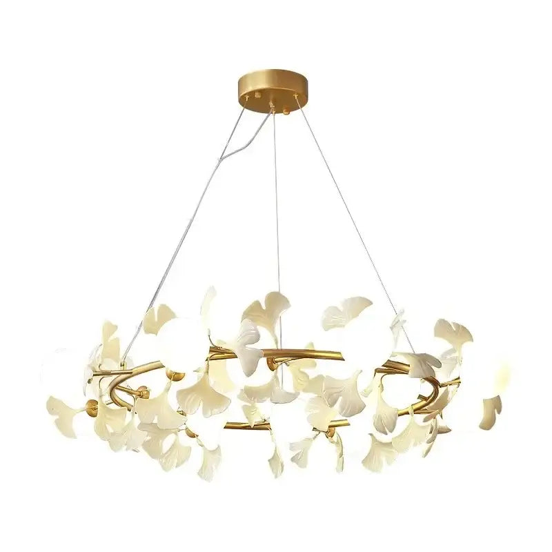 Modern gold decorbites gingko leaf branch chandelier living room light
