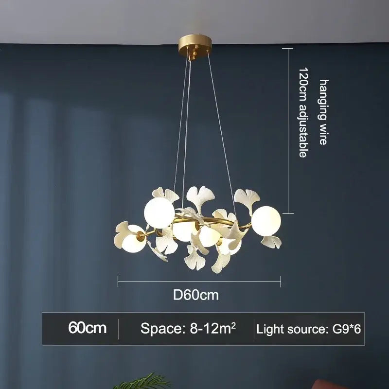 Modern gold decorbites gingko leaf branch chandelier living room light