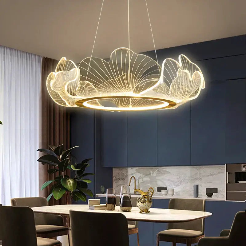 Modern gold decorbites ginkgo acrylic led pendant – dining room light