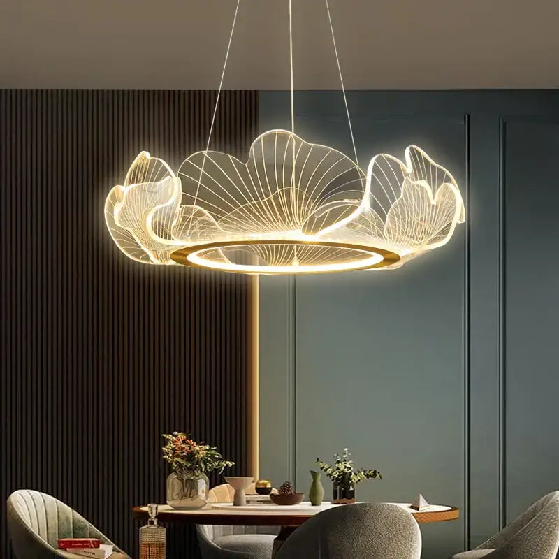 Modern gold decorbites ginkgo acrylic led pendant – dining room light