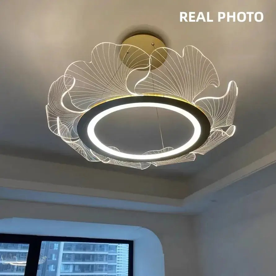 Modern gold decorbites ginkgo acrylic led pendant – dining room light