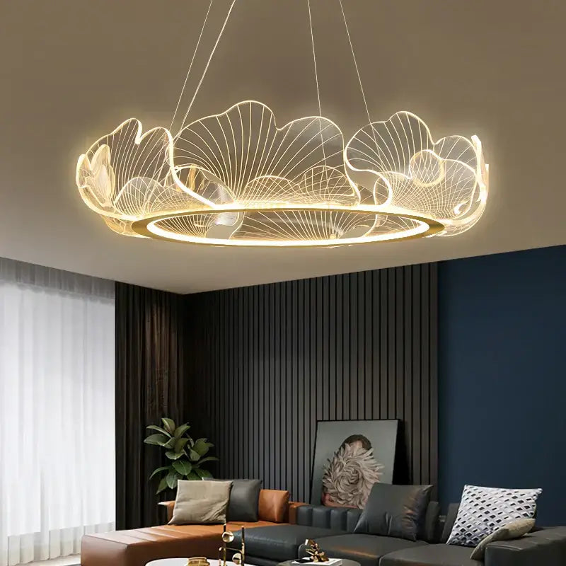 Modern gold decorbites ginkgo acrylic led pendant – dining room light