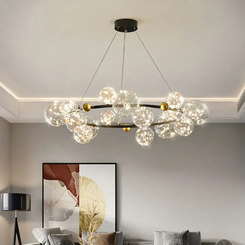 Modern gold decorbites glass ball chandelier for dining room