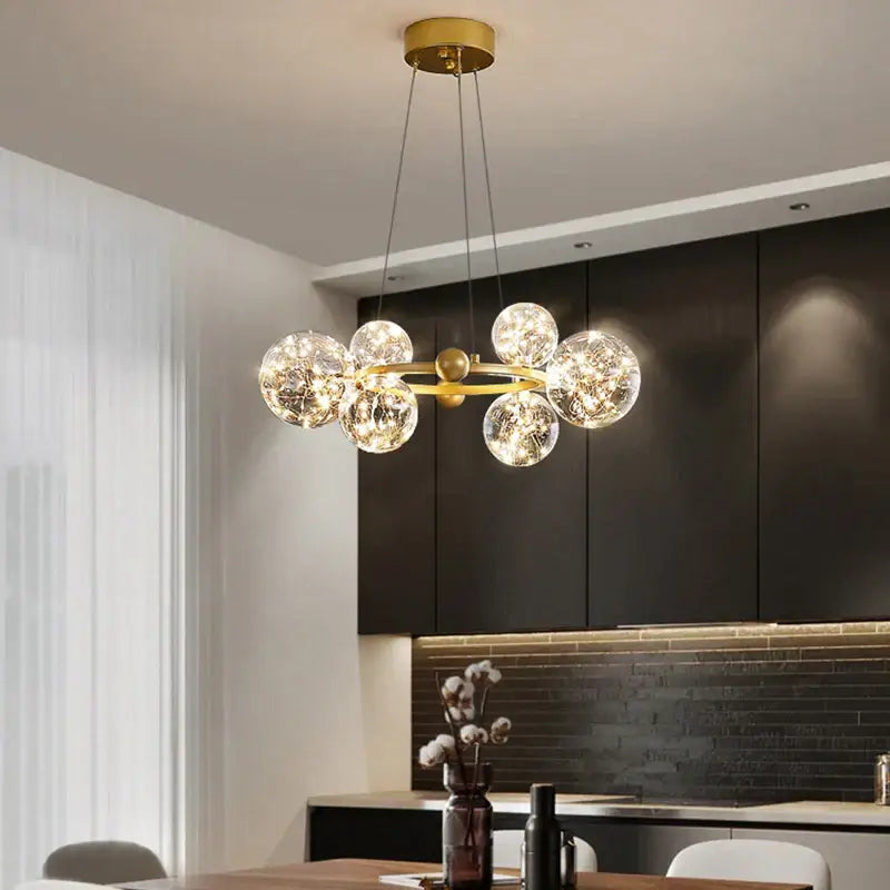Modern gold decorbites glass ball chandelier for dining room