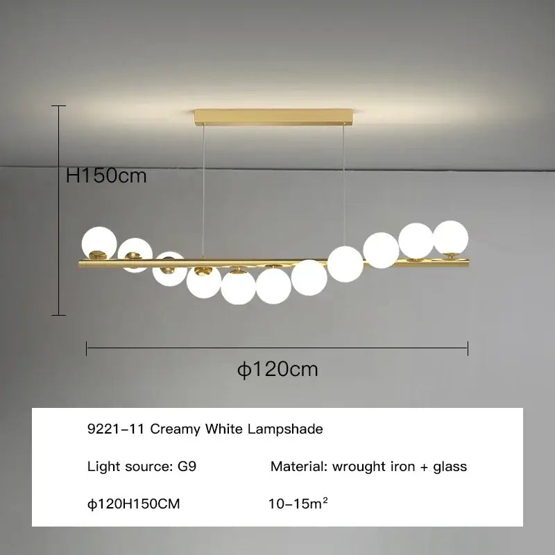 Modern gold decorbites glass ball g9 led chandelier dining room light