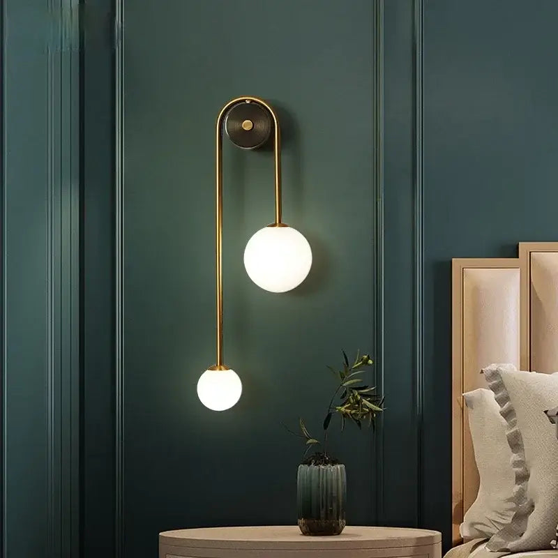 Modern gold decorbites glass ball led wall lamp bedroom sconce