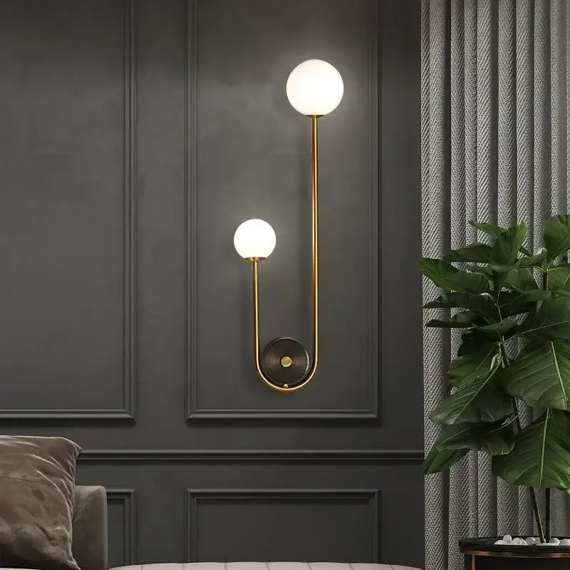 Modern gold decorbites glass ball led wall lamp bedroom sconce