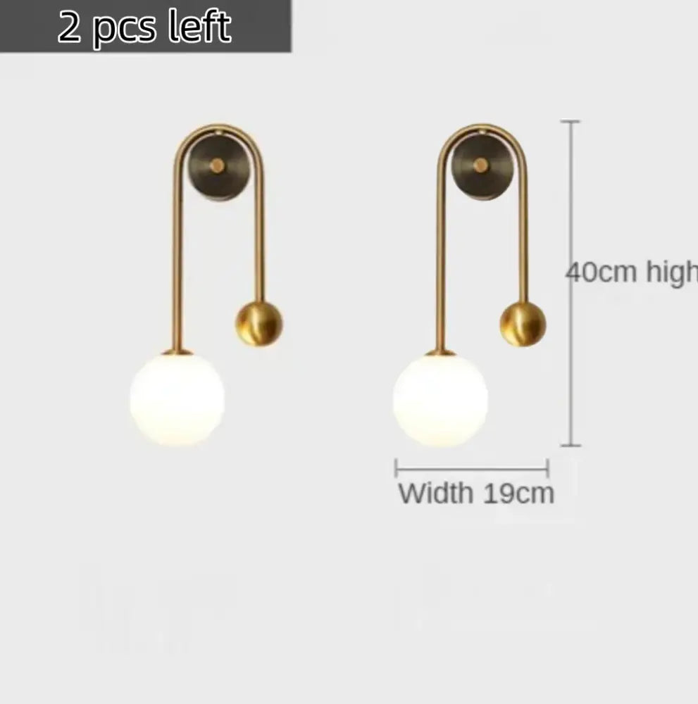 Modern gold decorbites glass ball led wall lamp bedroom sconce