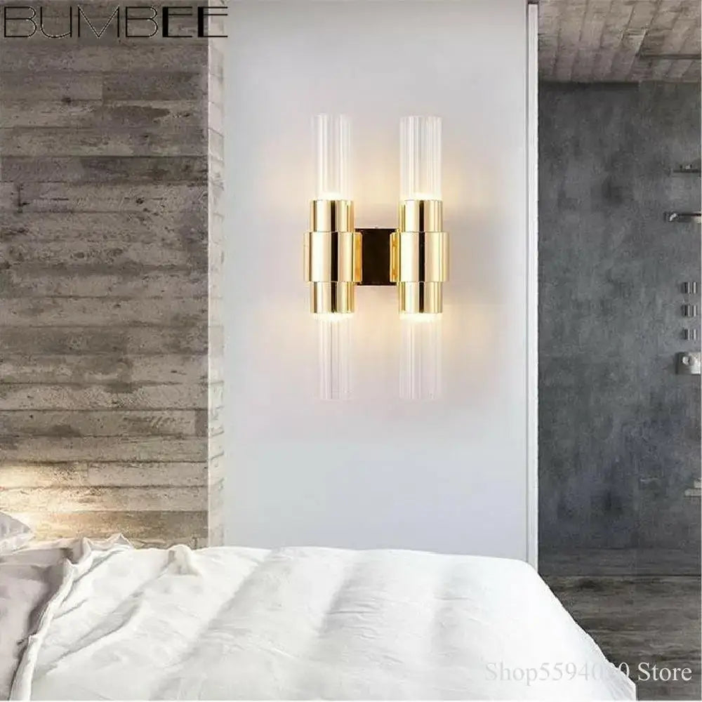 Modern gold decorbites iron glass lamps living room wall sconce