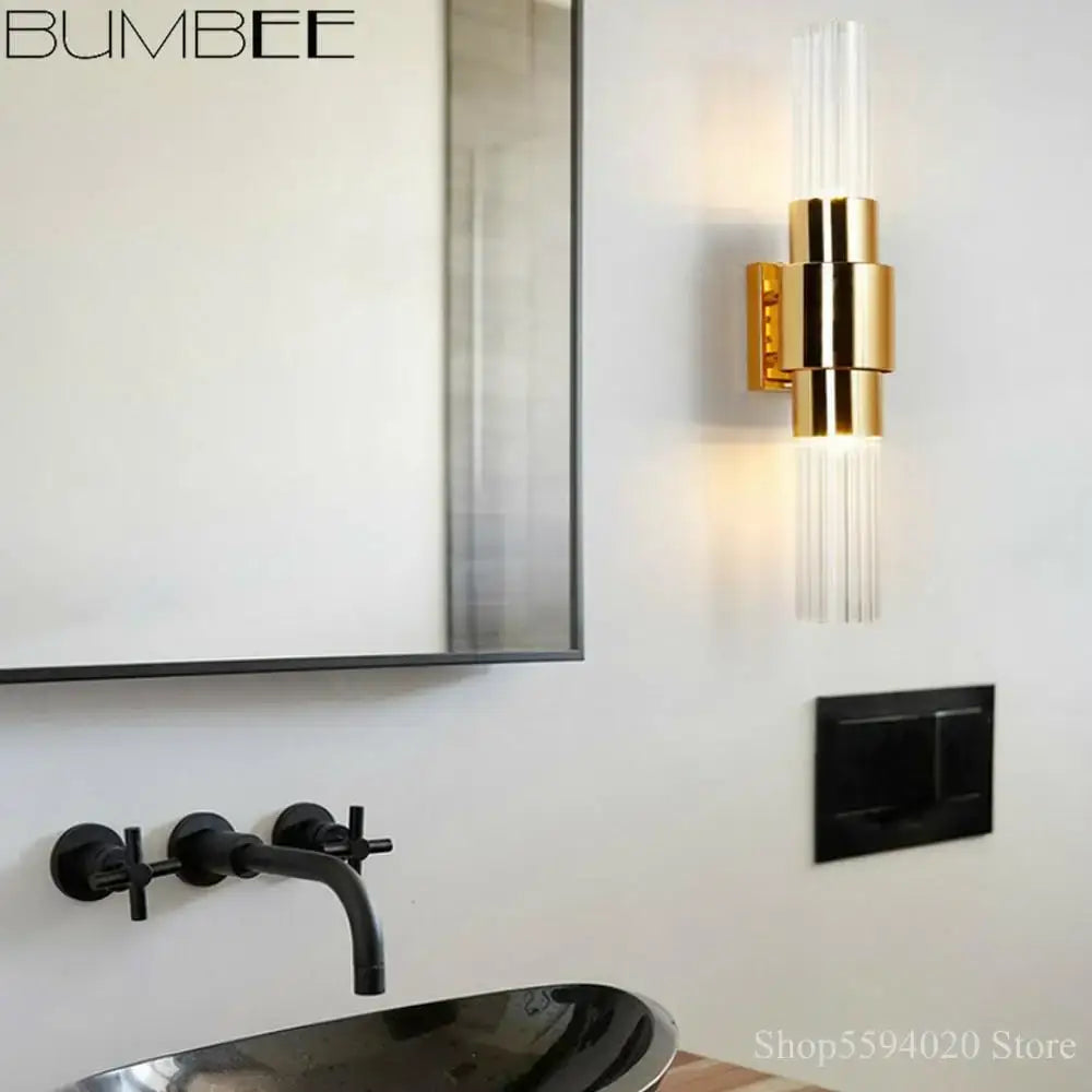 Modern gold decorbites iron glass lamps living room wall sconce