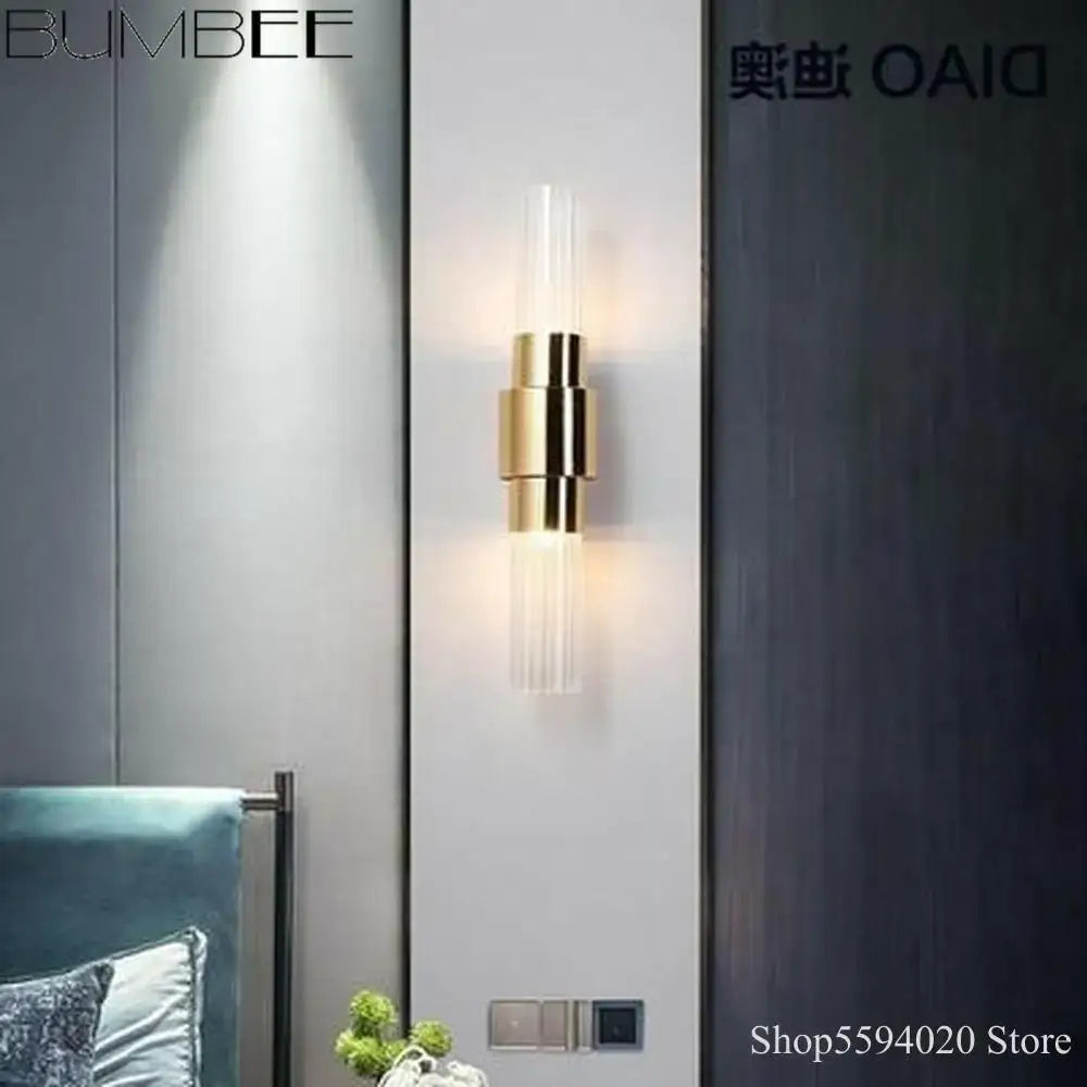 Modern gold decorbites iron glass lamps living room wall sconce