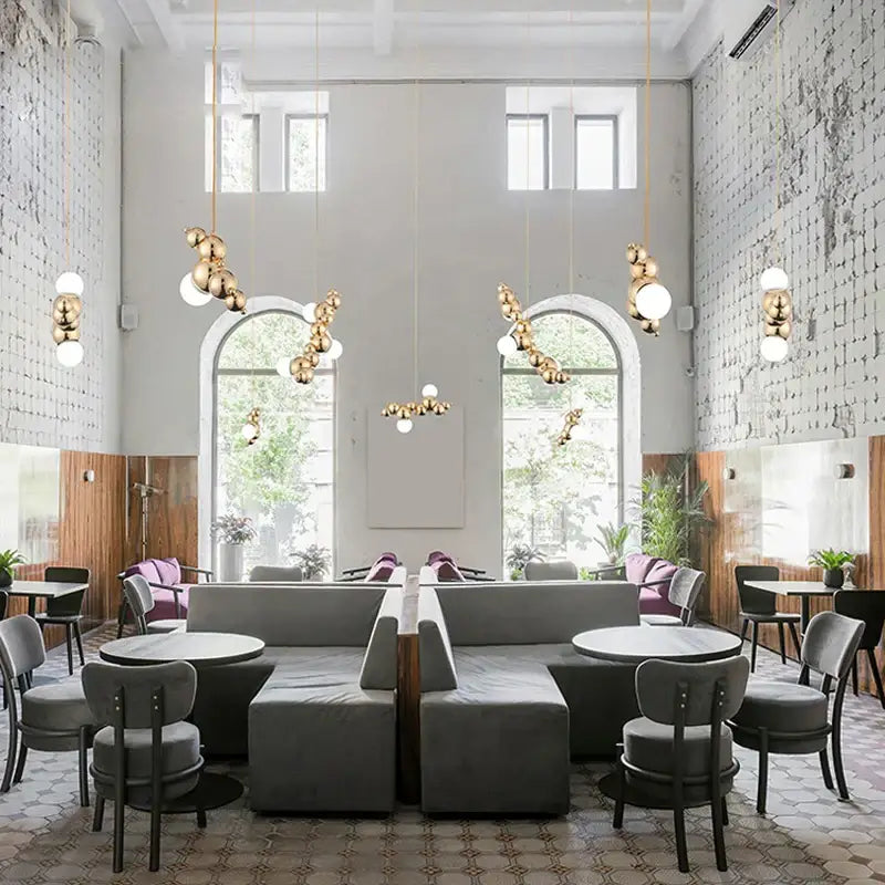 Modern gold designer molecule chandelier dining room pendant light