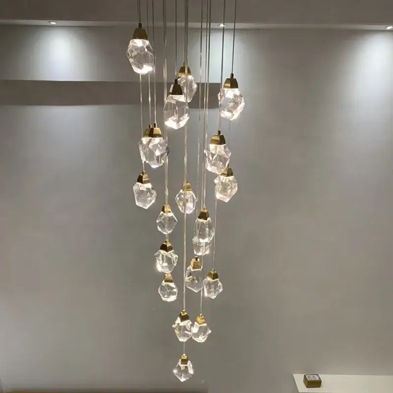 Modern gold diamond crystal ball chandelier living room light fixture