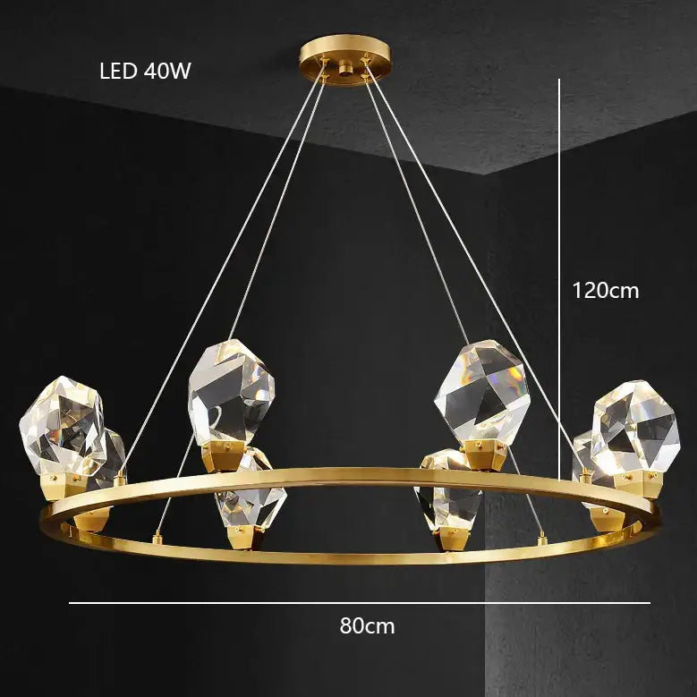 Modern gold diamond crystal brass led pendant light dining room
