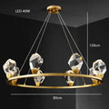 Modern gold diamond crystal brass led pendant light dining room