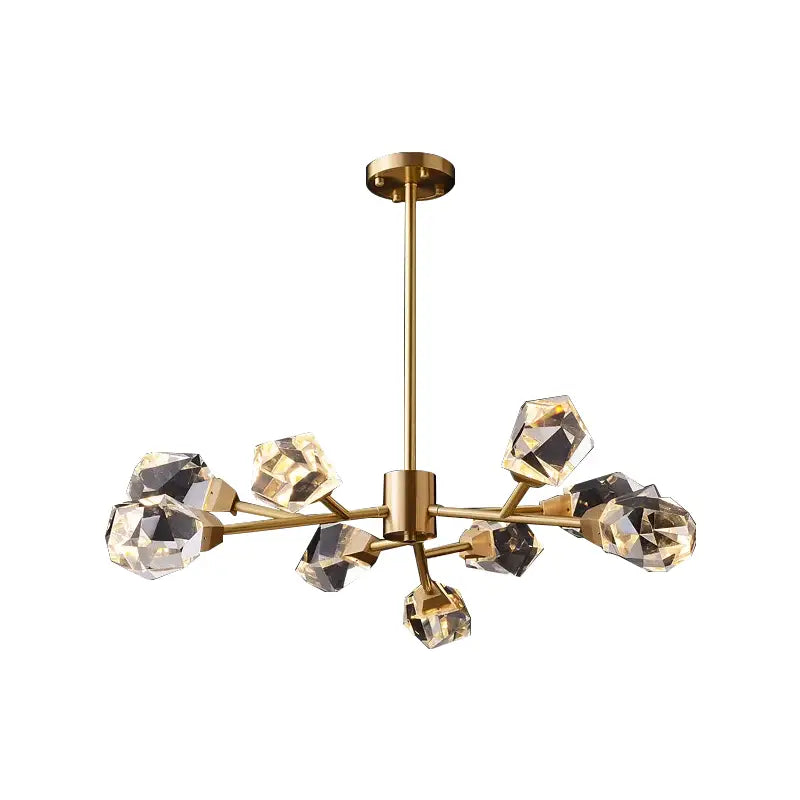 Modern gold diamond crystal brass led pendant light dining room