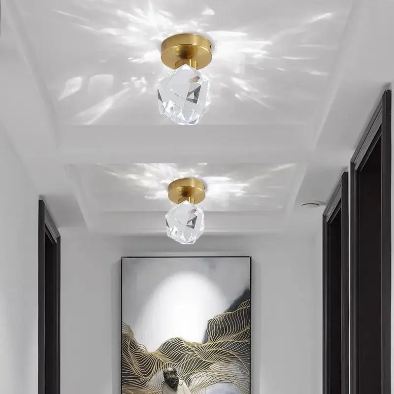 Modern gold diamond crystal ceiling lights for bedroom living room