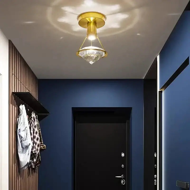 Modern gold diamond crystal wall lamp for bedroom