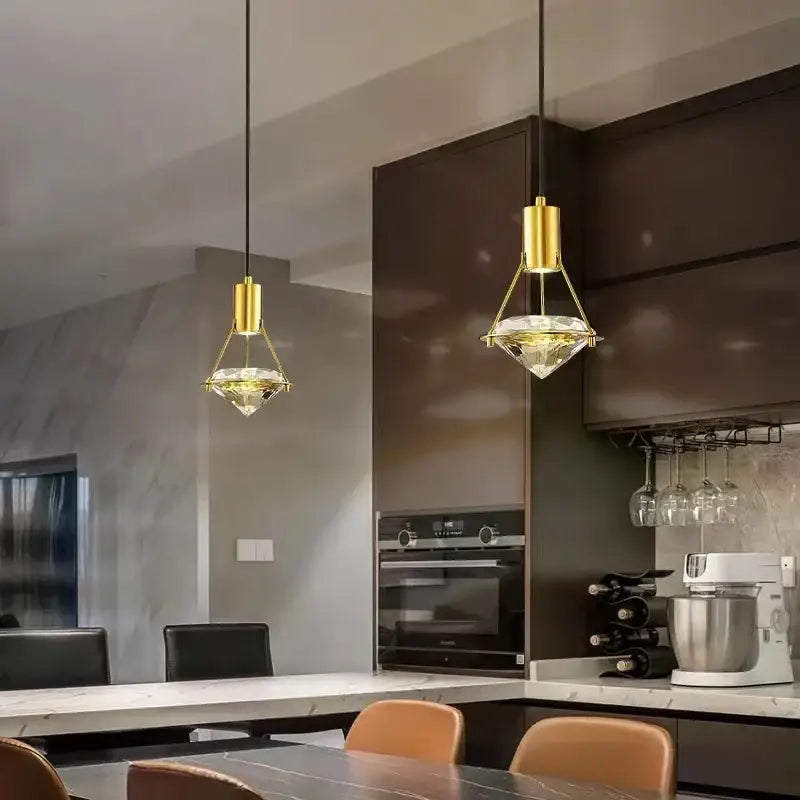 Modern gold diamond crystal wall lamp for bedroom