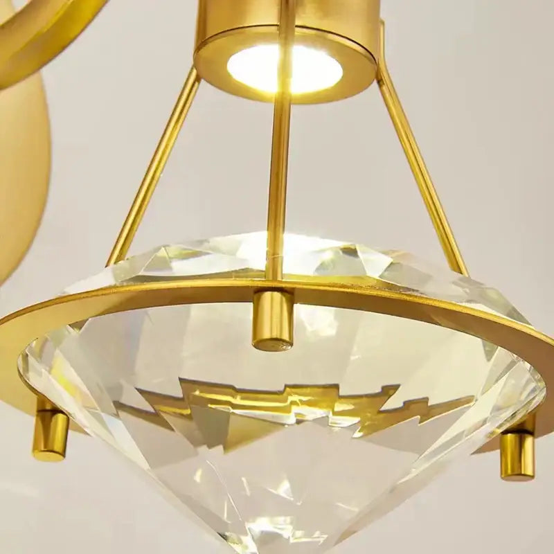 Modern gold diamond crystal wall lamp for bedroom
