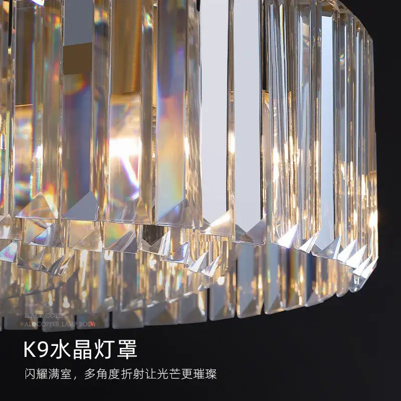 Modern gold dimmable led pendant light with crystals dining room