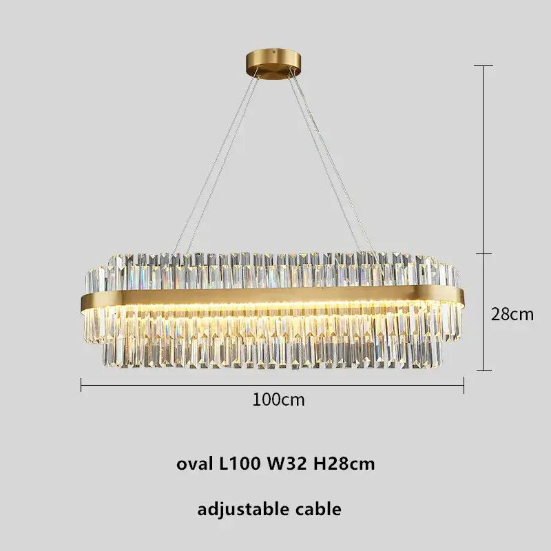 Modern gold dimmable led pendant light with crystals dining room