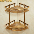 Modern gold double layer aluminum bathroom shower corner caddy