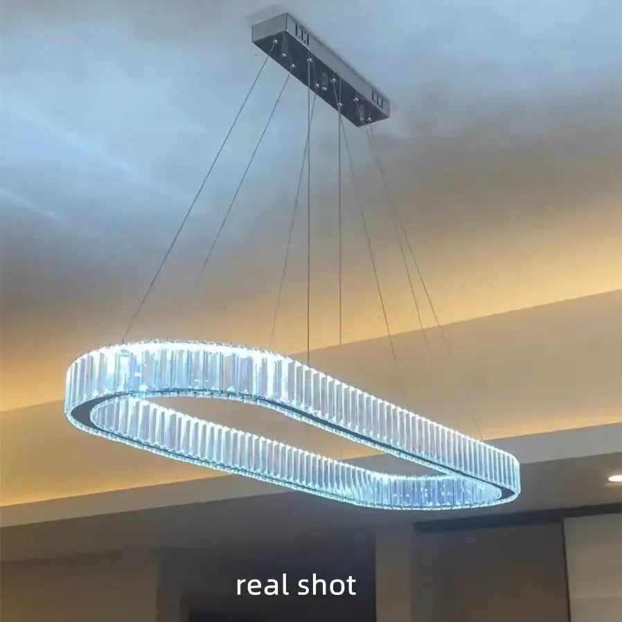 Modern gold double ring decorbites crystal led chandelier dining room