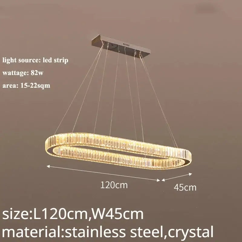 Modern gold double ring decorbites crystal led chandelier dining room