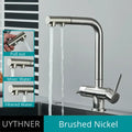 Modern gold dual handle waterfilter kitchen faucet with pull out spray