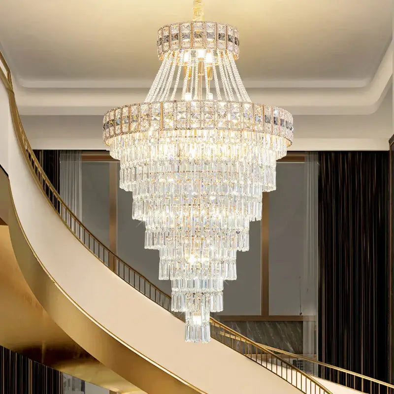 Modern gold duplex villa crystal chandelier for staircase living room