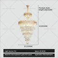 Modern gold duplex villa crystal chandelier for staircase living room