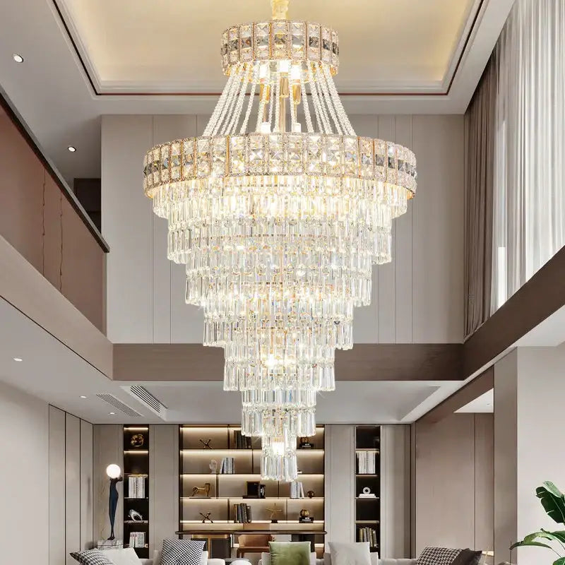 Modern gold duplex villa crystal chandelier for staircase living room