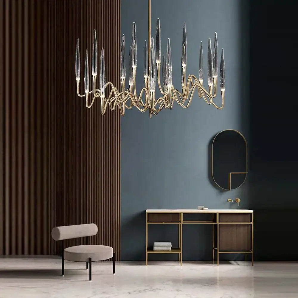 Modern gold elegant candle shape ceiling chandelier living room light