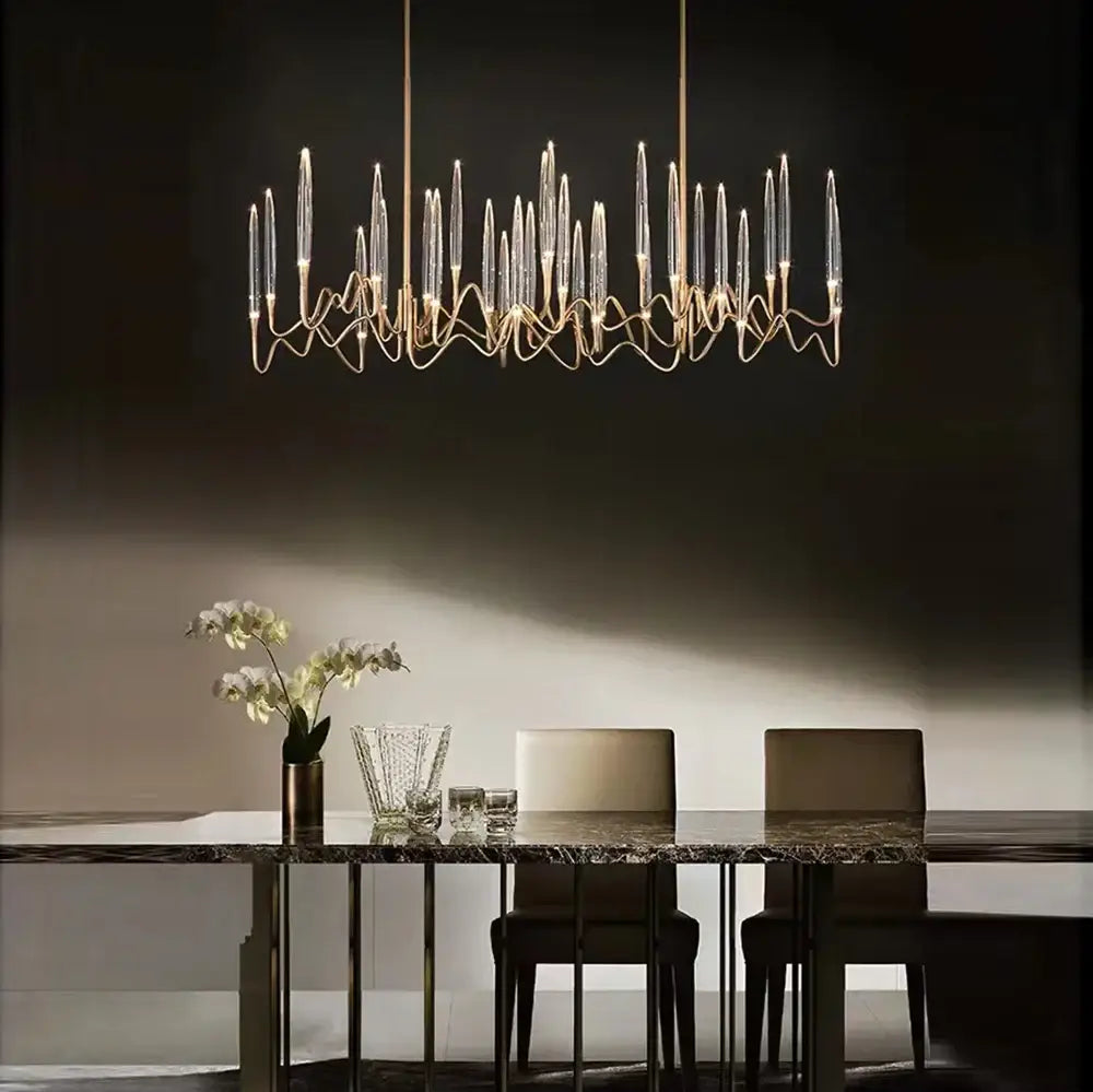 Modern gold elegant candle shape ceiling chandelier living room light