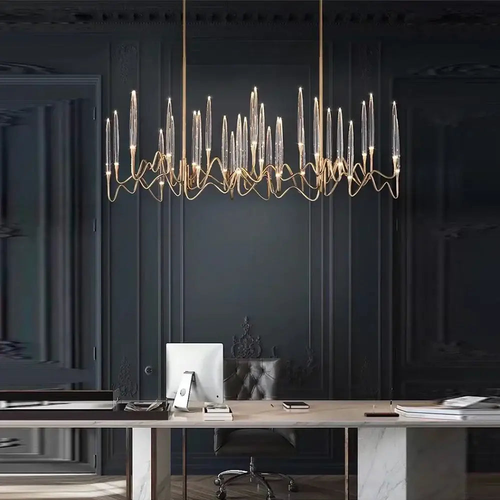 Modern gold elegant candle shape ceiling chandelier living room light