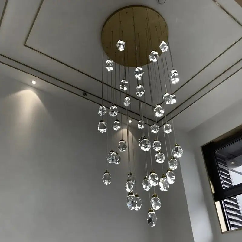 Modern gold elegant crystal chandelier living room pendant light